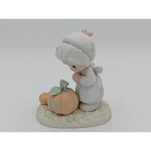 Precious Moments October Girl with Pumpkin Mouse 110094 1988 Figurine Enesco